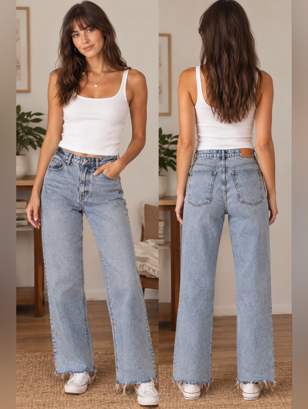 Avec Les Filles Light Blue Straight-Leg Jeans